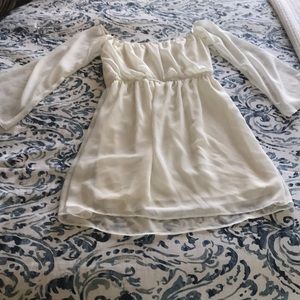 Delicate Ivory Chiffon Dress - Off Shoulder